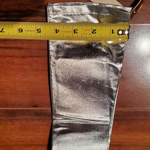 Womens Evening Bag Clutch Purse Silver Metallic + NWT Extra Long Silver Gloves - Picture 5 of 12